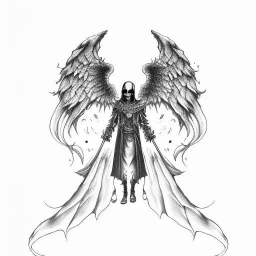 Grim Reaper With One Angel Wing And One Demon Wing Holding A Orb