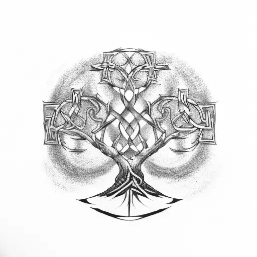 An Ancient Celtic Symbol Of Gratitude And Personal Growth Intertwined With Intricate Tree Branches