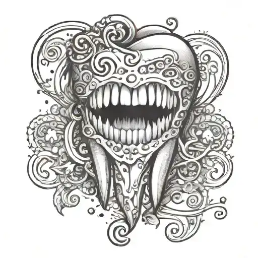 A Dental-themed Tattoo Featuring A Tooth Surrounded By Intricate Patterns Representing Your Children