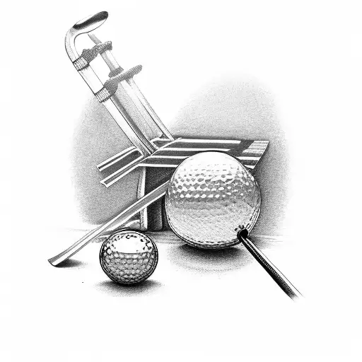 Carpenter's Tools Intertwined With Golf Clubs