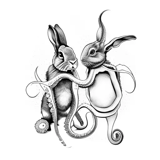 Rabbit Fighting With An Octopus
