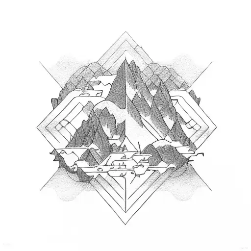 A Detailed Dotwork Design Of A Bicycle Chain Forming The Shape Of A Mountain Range