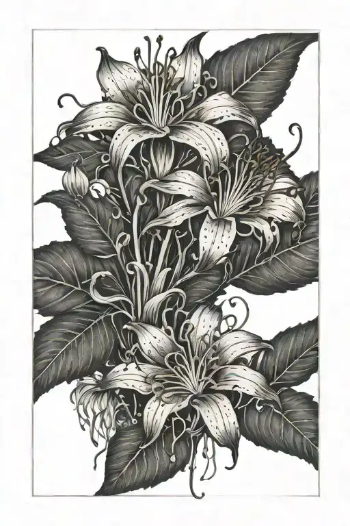 Burning Vines Growing Downwards With Spider Lily Flowers