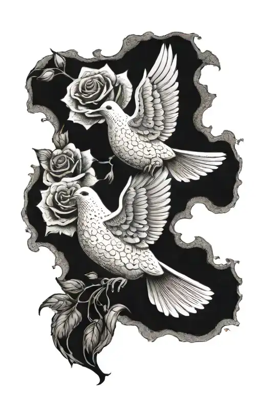 Dove Flying Rose Dying