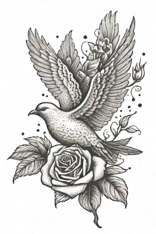 Dove Flying Rose Wtih Letters Mcmlxxvii And Mcmlxxx