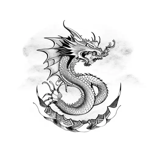 Dragon On Text Carpe Diem Gangsta Style