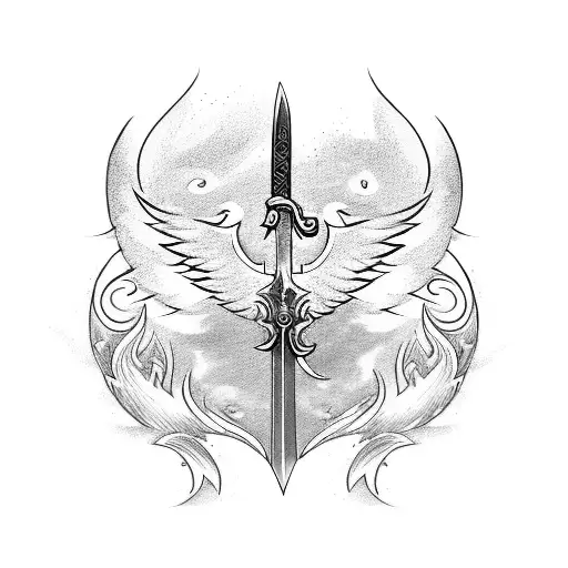 Sword With A Phoenix On One Side