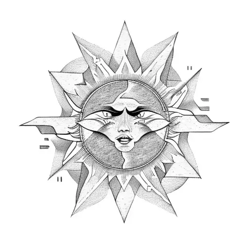 Abstract Sun Design Incorporating A Racing Arrow