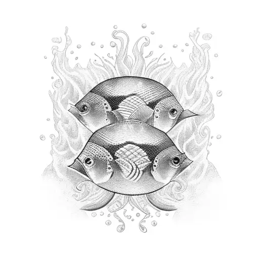 A Dotwork Tattoo Of A School Of Fish Forming The As Roma Logo