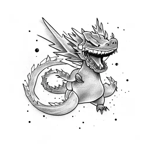 Small Black Line Work Charazard