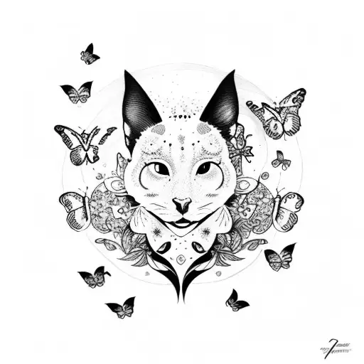 Moon With Butterflies And Flower