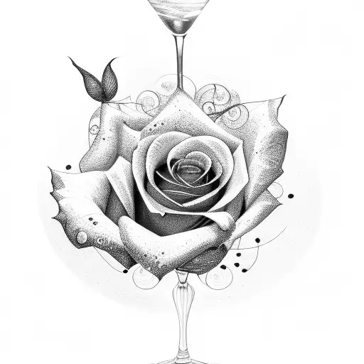 Rose In Martini Glass