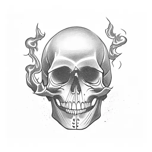 Emo Skull With Smoke Around It And Coming Out Of Its Mouth