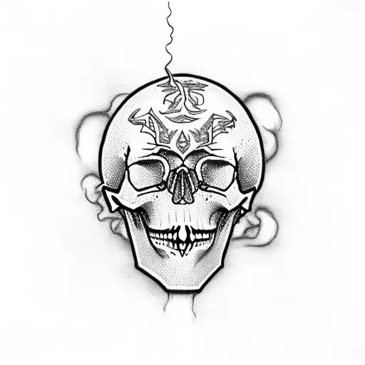 Emo Skull With Smoke Coming Out Of Its Mouth
