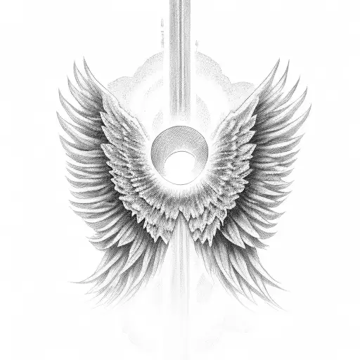 Wings With A Halo In The Center With The Words November 27 2003 In Chinese Underneath It