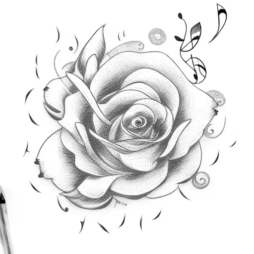 Music Staff With Flowers