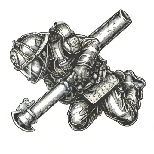 Abstract Representation Of A Firefighter In Action