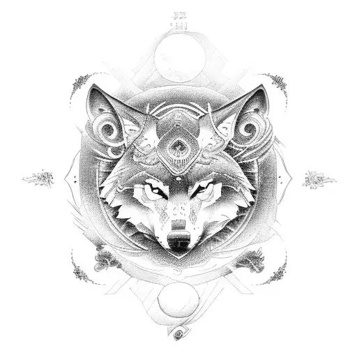 Ship With Wolf Yin And Yang Style