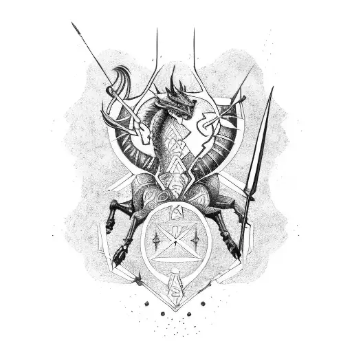 Zodiac Sign Sagittarius Who Fights Against A Dragon