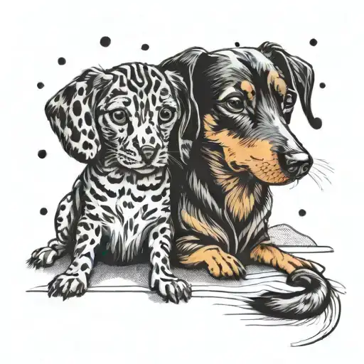 Dachshund And Cat At The Beach