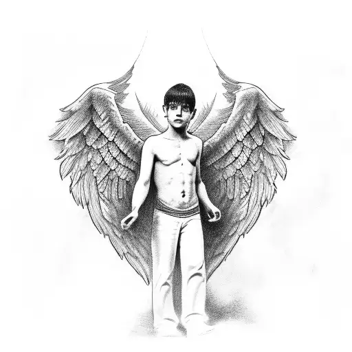 A Male Angel Holding A Young Boy