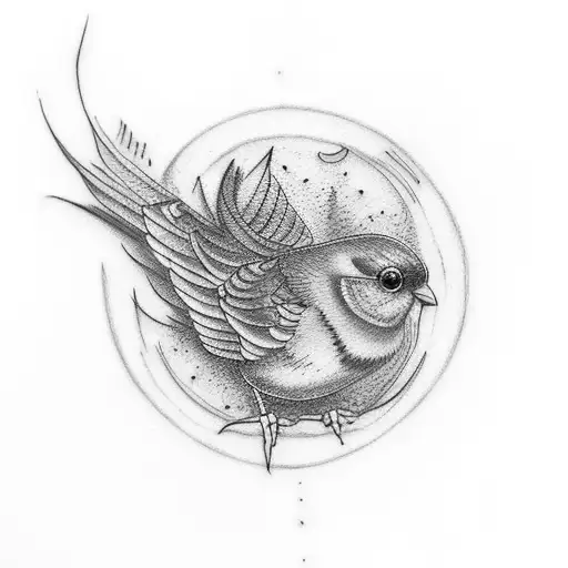 Multi-colored Small Bird With The Inscription Flute