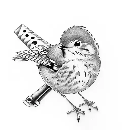 Outline Of A Robin On A Music Note