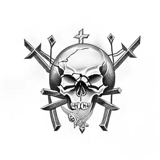 Skull With Cross In Mouth