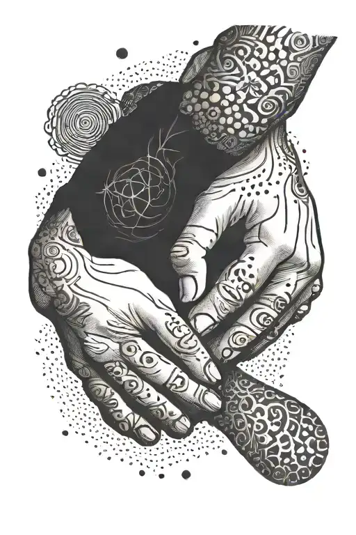 Mother Father Holding Hands With His