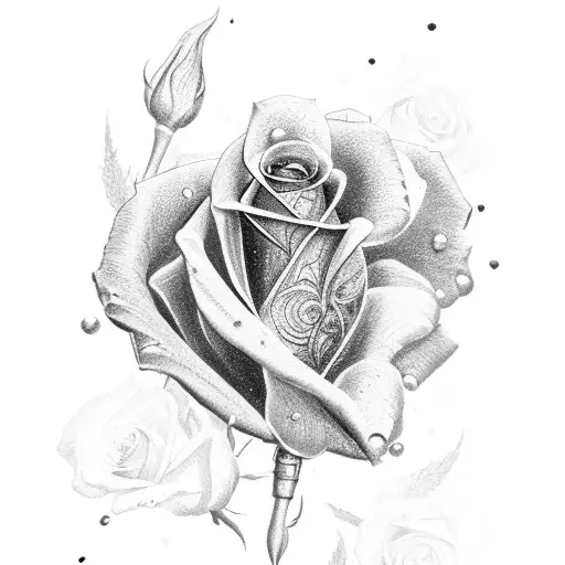 Flintlock Pistol Wrapped In A Rose