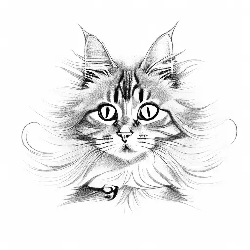 Long Haired Cat Jumping Down Side Profile