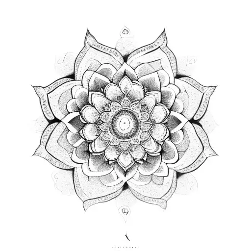Intricate Mandala With A Lotus Flower Centerpiece