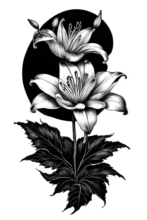 Lily Flower And Moon