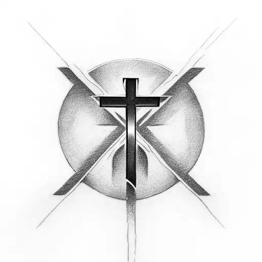Christian Cross With Letter R