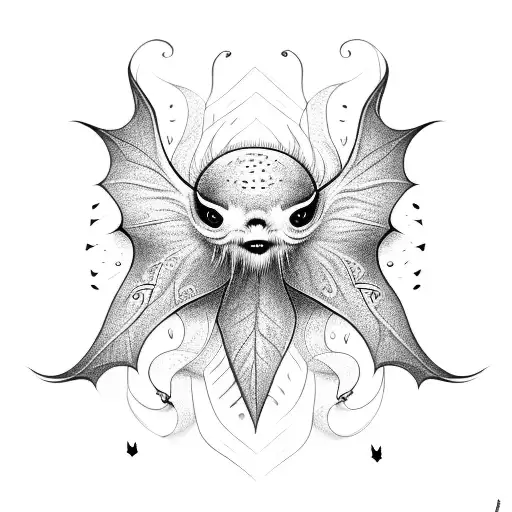 An Intricately Detailed Morning Glory Vine With Bats Hanging From It