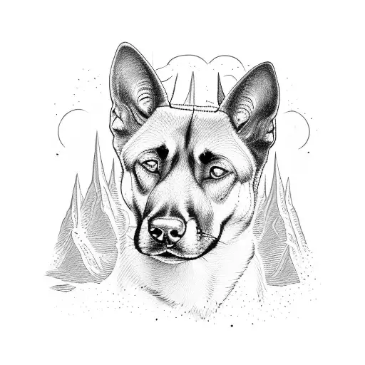 American Traditional Belgian Malinois Standing On A Mountain Peak