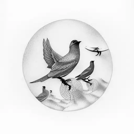 A Group Of Birds Singing In Harmony