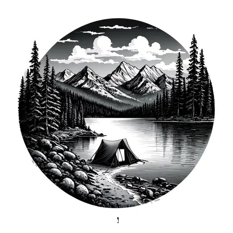 Camping Lake Beach Mountains Music