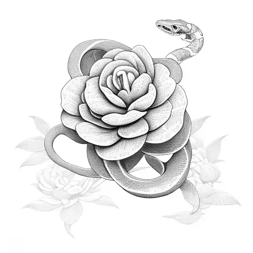 Snake With 4 Flowers Peonies