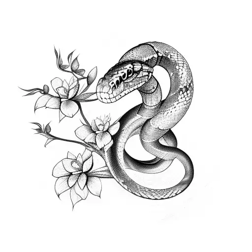 Snake With Four Flowers Peinas