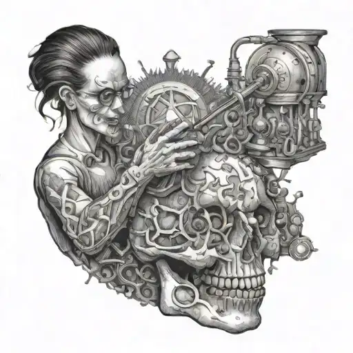 A Biochemist Conducting An Experiment With Gothic Horror Elements