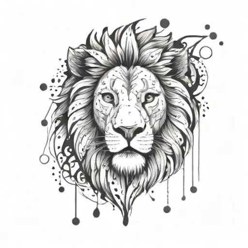 A Mix Of Anime And Gaming Elements Forming A Lion's Face With Raindrops Falling Around It