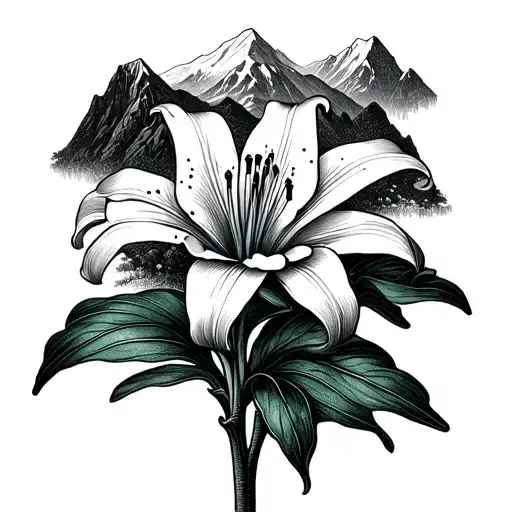 An Intricate Lily Flower Blooming In A Mountain Landscape