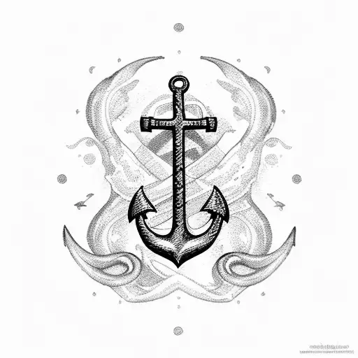 Anchor With The Sea And A Cross