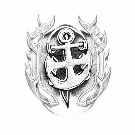 Anchor With Anchor Rode And A Cross