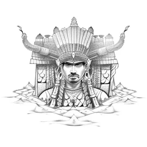 Sandcastle With Indian Headpiece