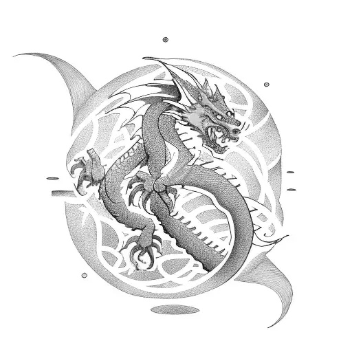 Dragon Moving Across A Ball