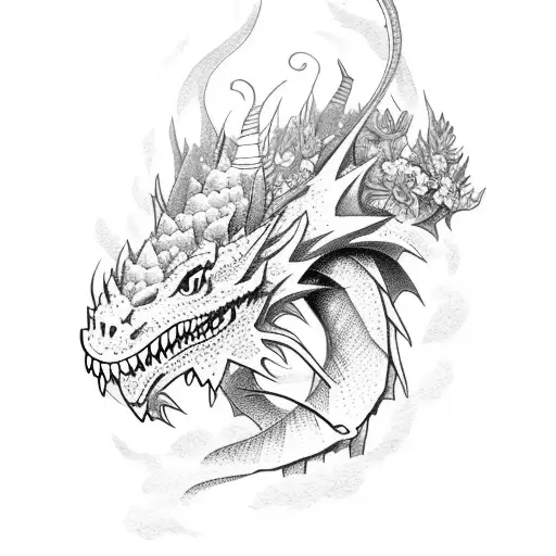 A Dragon Composed Of Various Types Of Flowers And Herbs