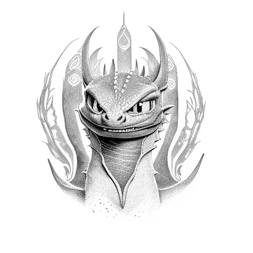 Create A Portrait Of A Night Fury From How To Train Your Dragon Using Dotwork Technique
