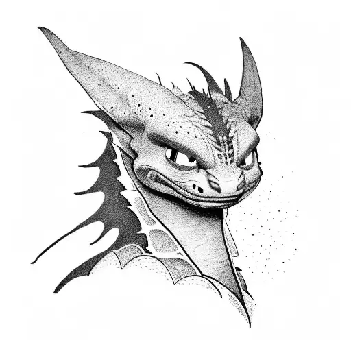 Create A Portrait Of A Night Fury From How To Train Your Dragon Using Dotwork Technique